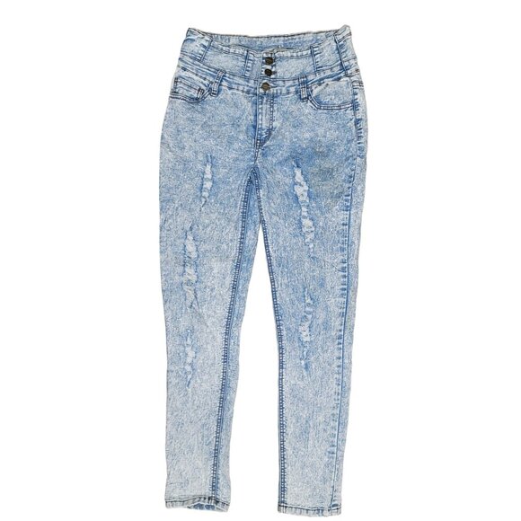 Lolo Vintage High-Waisted Acid Wash Jeans slight distressed look skinny Size 13 - Picture 1 of 8